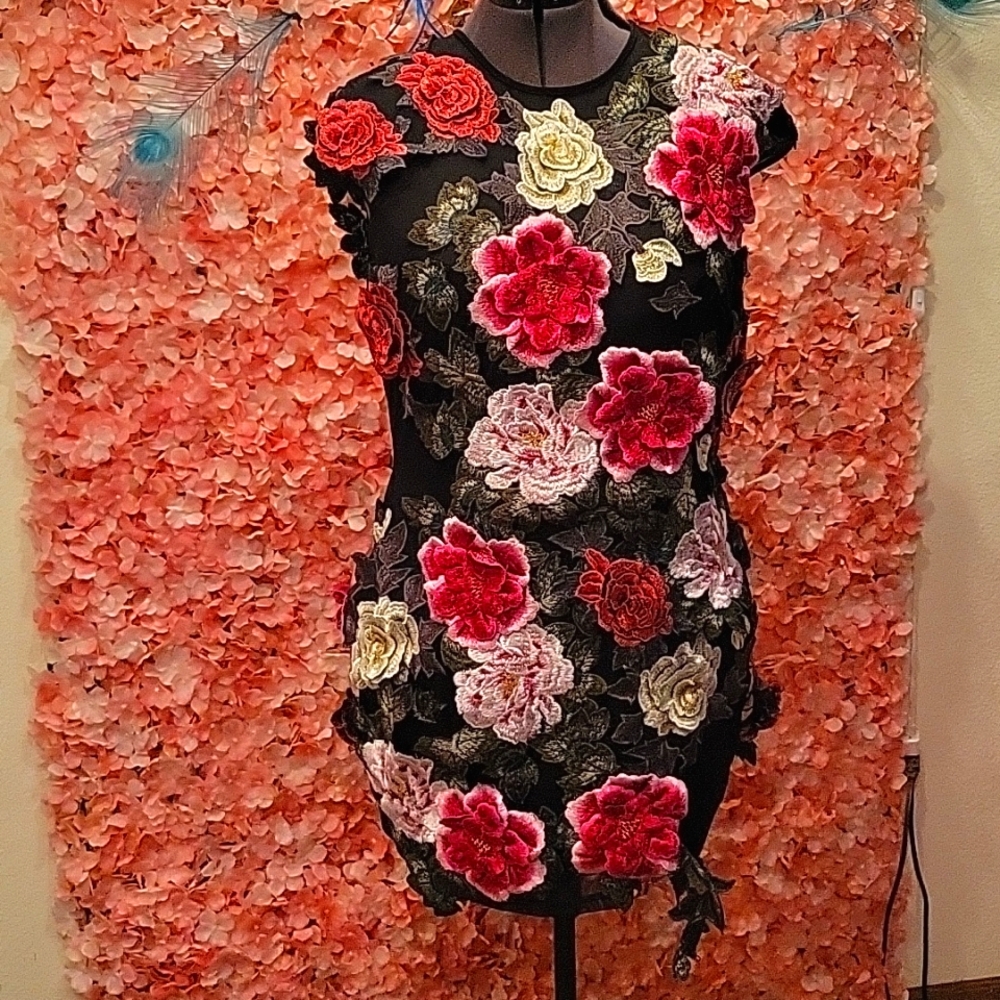Opaque 3D flower party dress